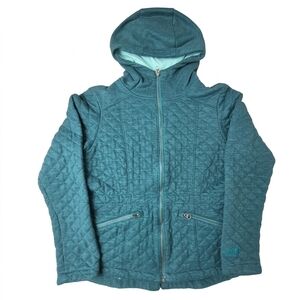 The North Face Crescent Quilted Full Zip Hoodie Jacket Teal Blue Women's M